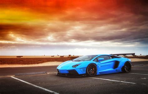 Wallpaper Lamborghini, Sky, Blue, Front, Sunset, Aventador, Supercar ...