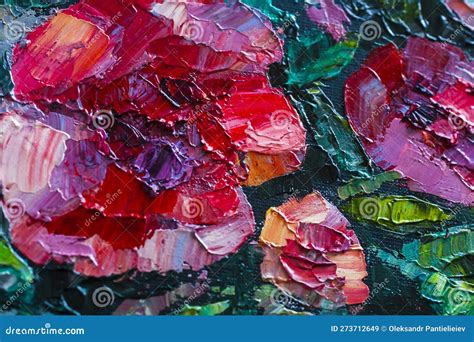 Oil Painting with Red Poppies Close-up Stock Image - Image of summer ...