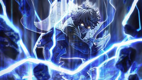 Demon Slayer Zenitsu Agatsuma Around Blue Lightning With Black ...