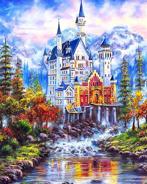 Blue Castle art digital painting decorative home painting by numbers ...