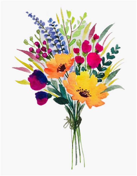 #watercolor #flowers #bouquet #bunch #arrangement #png, Transparent Png ...