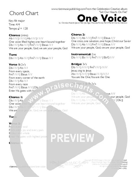 One Voice Chords PDF (Celebration Creative) - PraiseCharts