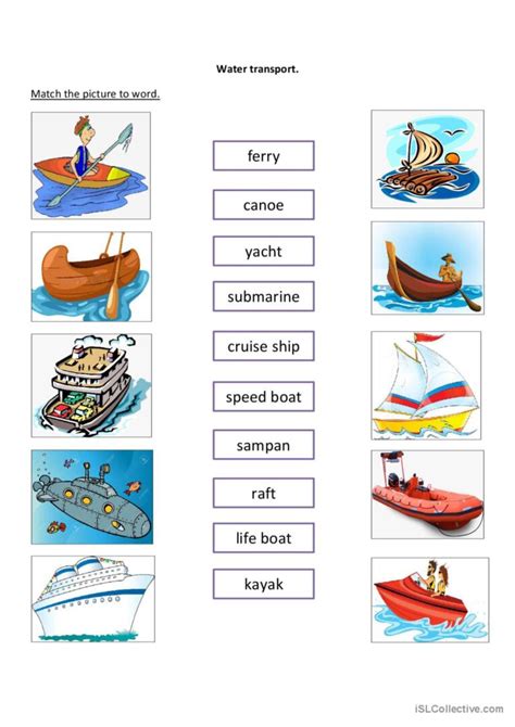 Water Transport: English ESL worksheets pdf & doc