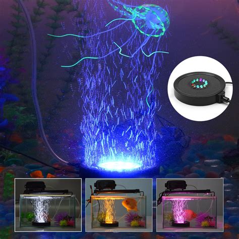 Underwater Round LED Fish Tank lamp Air bubbles light Waterproof 12LED ...