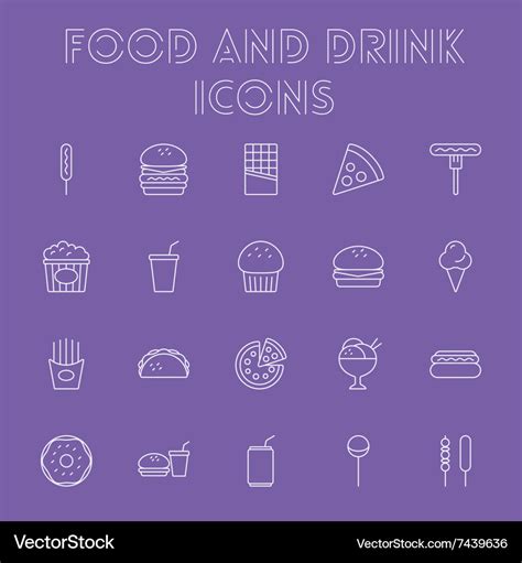 Food and drink icon set Royalty Free Vector Image