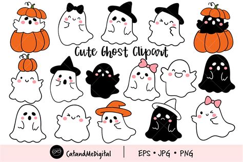 Cute Ghost Clipart Graphic by CatAndMe · Creative Fabrica