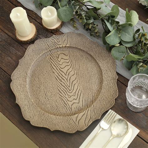 6 Pack 13" Rustic Natural Acrylic Charger Plates