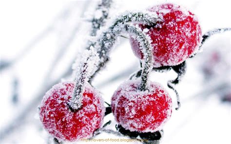 Food from all over the World: Frozen beautiful cherries