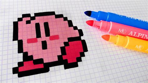 Handmade Pixel Art - How To Draw Kawaii Kirby #pixelart - YouTube