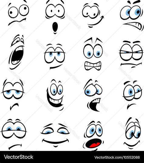 Cartoon eyes face expressions and emotions Vector Image