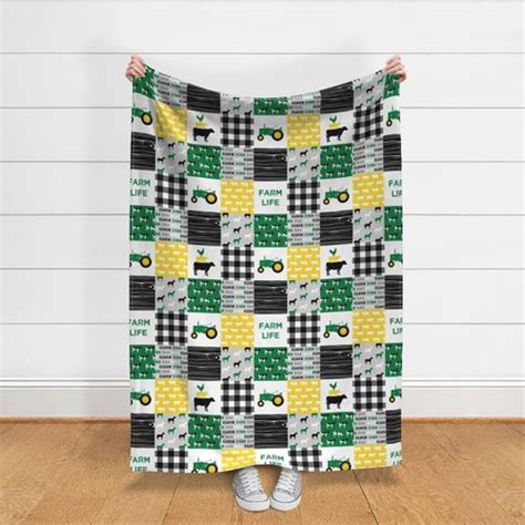 farm life - wholecloth green, custom Fabric | Spoonflower