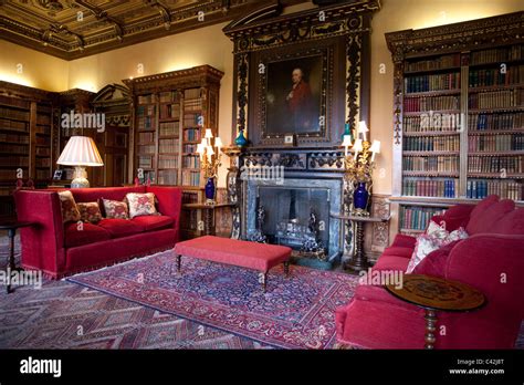 The Double Library inside Highclere Castle, Newbury, Berkshire, England ...