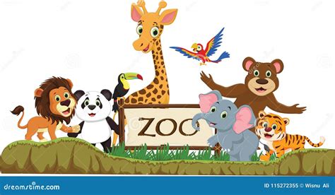 Illustration of Funny Zoo Animal Cartoon Stock Vector - Illustration of ...