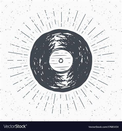 Vinyl record vintage label hand drawn sketch Vector Image