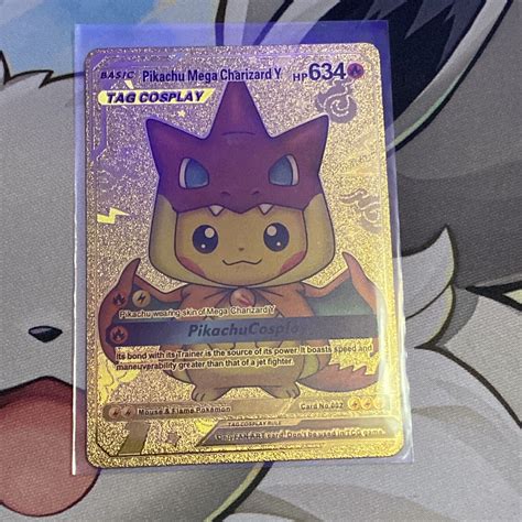 Mavin | Pikachu Mega Charizard Gold Foil Cosplay Pokemon Card-