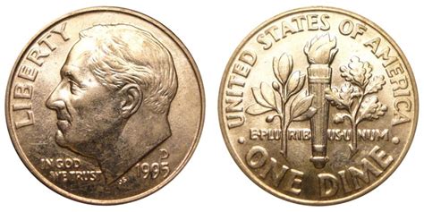 1995 D Roosevelt Dimes Clad Composition: Value and Prices