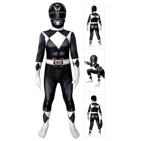 Kids Power Ranger Costume Black Mighty Morphin Power Rangers Cosplay Suit