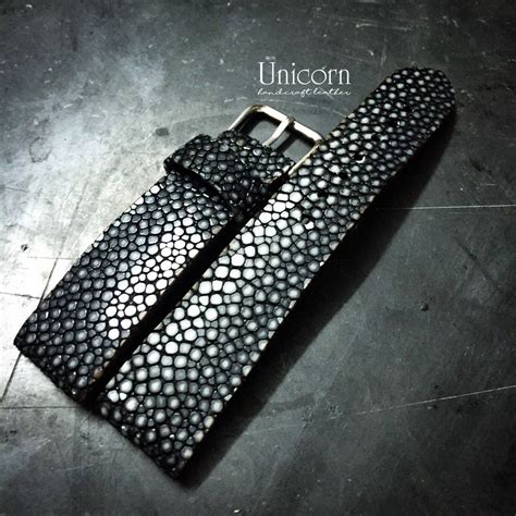 Stingray watch strap Black stingray leather watch band