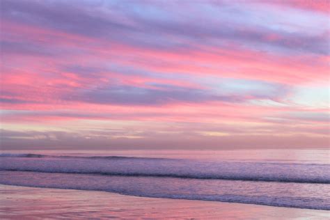 Serene Skies, Pink, Purple Sunset, Ocean, South Carlsbad Beach ...