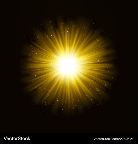 Golden bright shining light effect with stars Vector Image