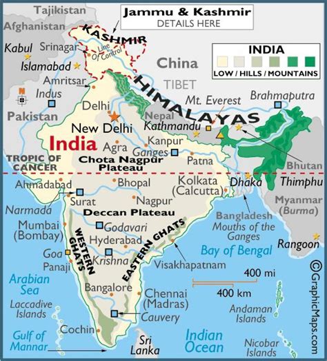 Mountains in India map - Map of mountains in India (Southern Asia - Asia)