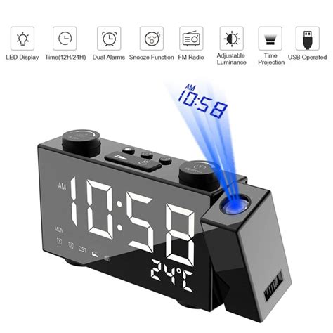 Digital Alarm Clock FM Projection Radio Alarm Clock with Snooze ...