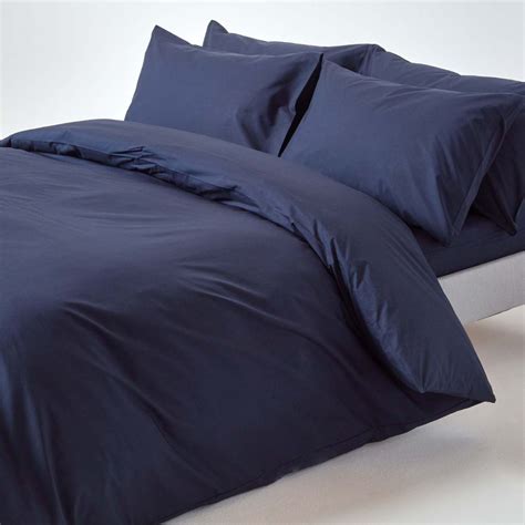 Navy Blue Egyptian Cotton Duvet Cover with Pillowcase 200 Thread Count