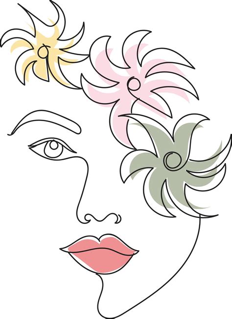 Floral portrait line art 14953232 Vector Art at Vecteezy