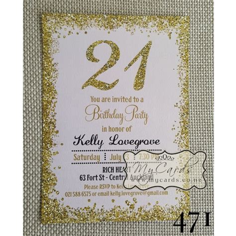 Gold Glitter Confetti Pink 21st Birthday Invitation | Design 471 ...