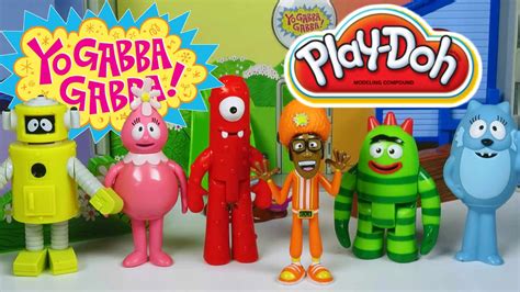 YO GABBA GABBA Toys with PLAY DOH FOOD Muno Brobee DJ Lance Toodee Plex ...