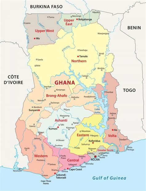 District map of ghana - Map of ghana showing districts (Western Africa ...