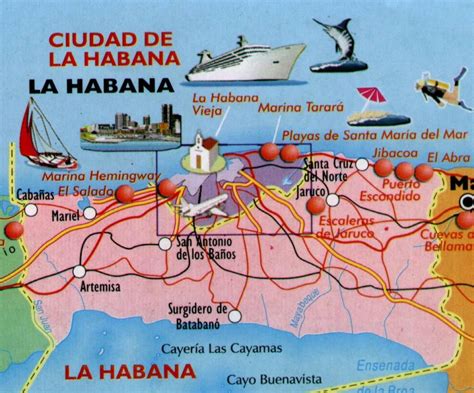 Havana beaches map - Map of Havana beaches (Cuba)