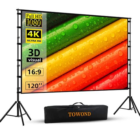 Projector Screen and Stand, Towond 120 inch Portable Projector Screen ...