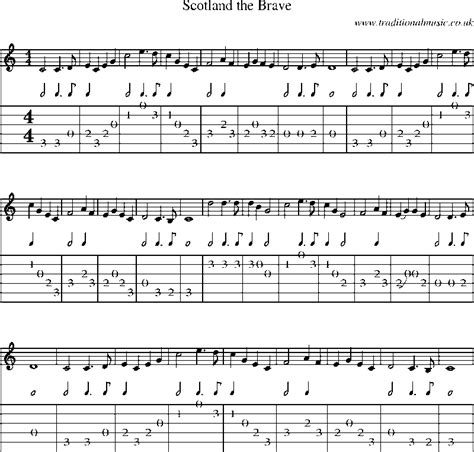 Guitar Tab and sheet music for Scotland The Brave