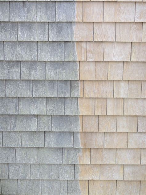 Cleaning cedar shingled siding on Cape Cod