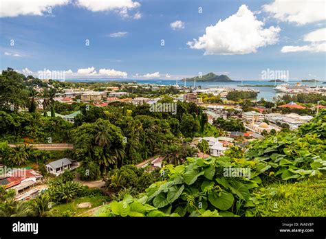 Panoramic view at the capital city victoria on Seychelles island Mahé ...