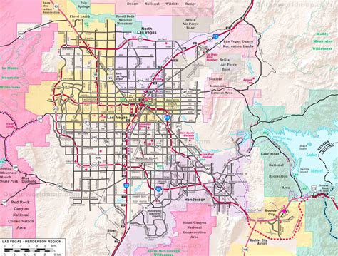 Las Vegas - Henderson Region road map - Ontheworldmap.com