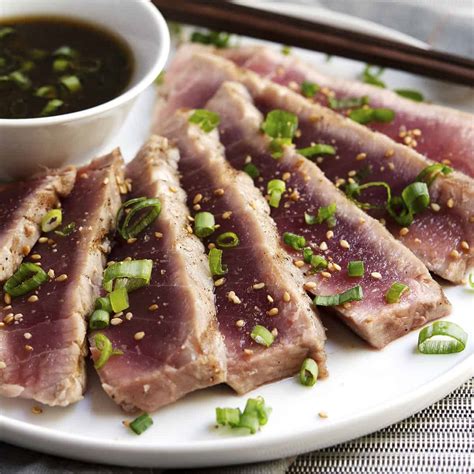 Grilled Tuna Steaks with Sesame-Soy Dipping Sauce - Pinch and Swirl