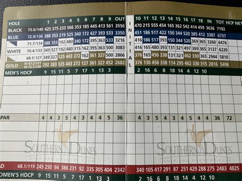 Fort Brooke Golfers Club: Southern Dunes Updated Scorecard