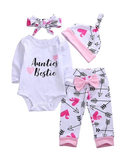 Newborn Girls Clothes Baby Romper Outfit Pants Set Long Sleeve Toddler ...