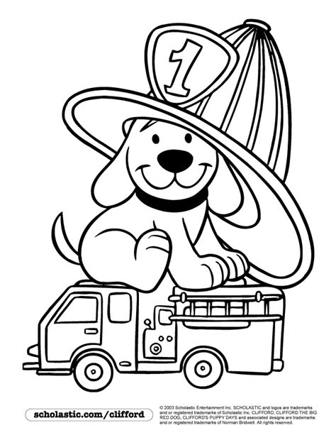 Firedog Clifford Coloring Page | Fire safety preschool, Fire prevention ...