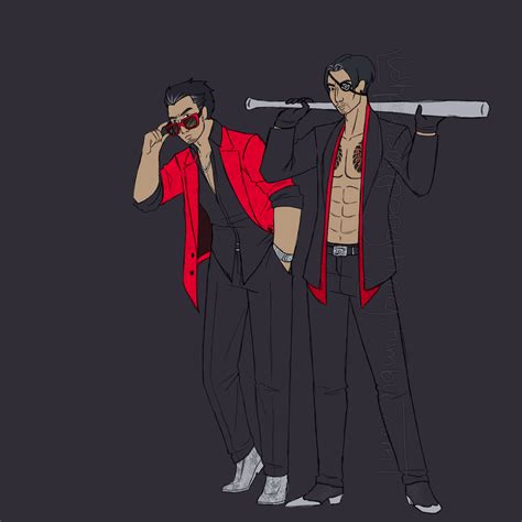 Kiryu and Majima by catpersonponything on DeviantArt