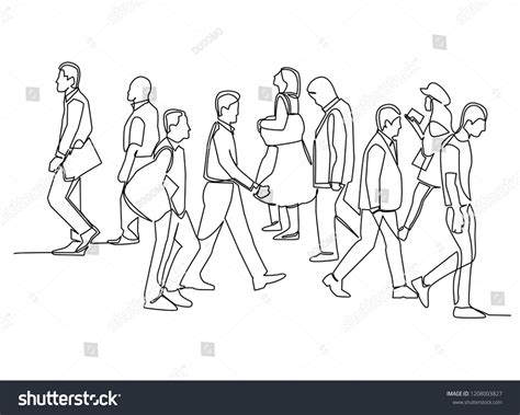 continuous line drawing of group of people walking marker sketch #Ad ...