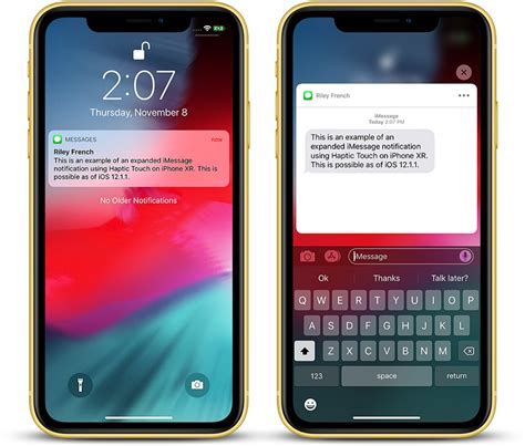 Haptic Touch Will Work With Notifications on iPhone XR in iOS 12.1.1 ...