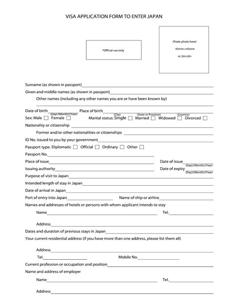 Visa Application Form to Enter Japan - Fill and Sign Printable Template ...