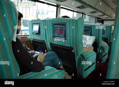 Painet ja0762 taiwan interior intercity bus video game movie screens ay ...