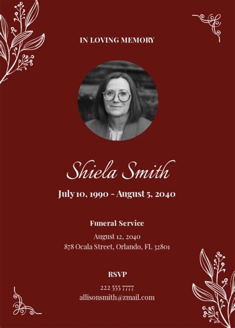 Funeral Announcement Card Template