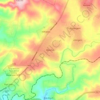 Bhisho topographic map, elevation, terrain