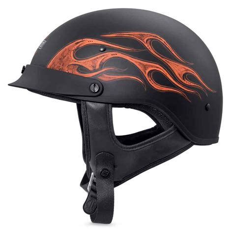 Harley-Davidson® Men's Wheeler Flames M04 Half Helmet, Matte Black ...