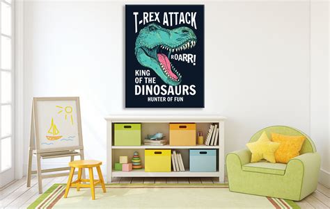 Dinosaur Print T-Rex Dinosaur Poster Dino Canvas Print | Etsy